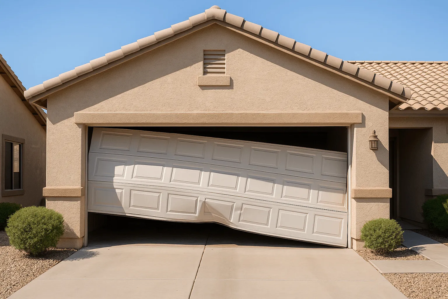 Garage door knocked off its tracks on a Phoenix home